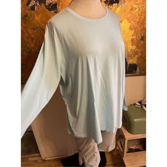 Lands End Plus Size 100% Cotton Lt Blue Tee 2x - Picture 3 of 6
